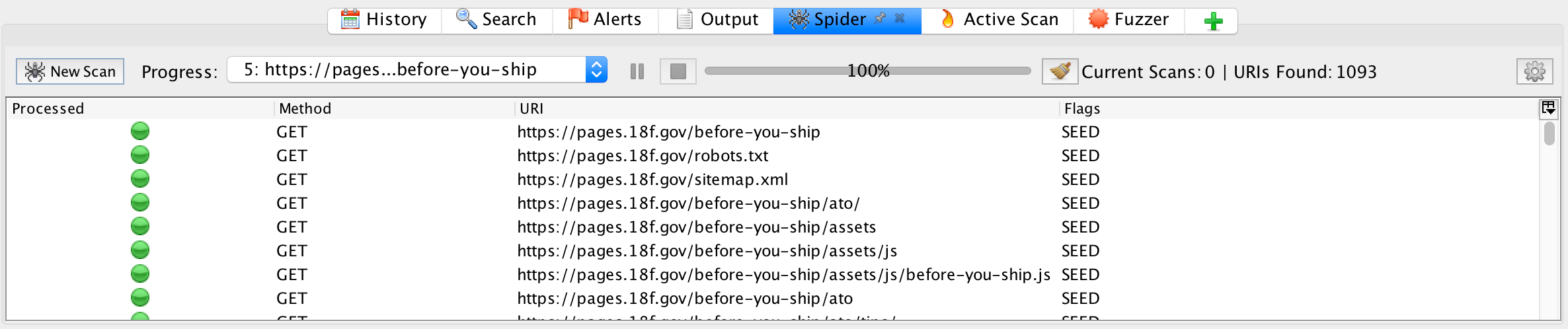 spider results